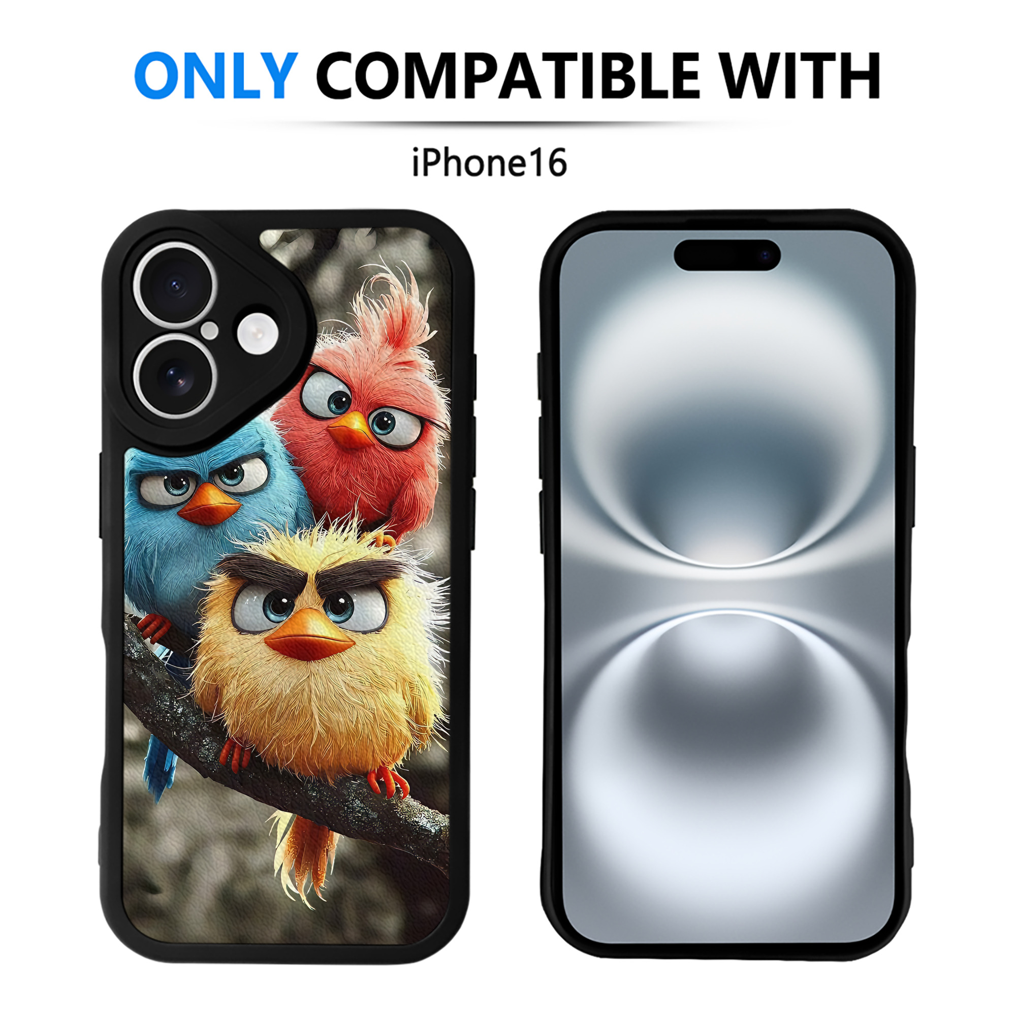 （画像用） Angry Birds アングリーバード 【iPhone 16シリーズ対応】シリコンスマホケース（レザー調） 材質：シリコン